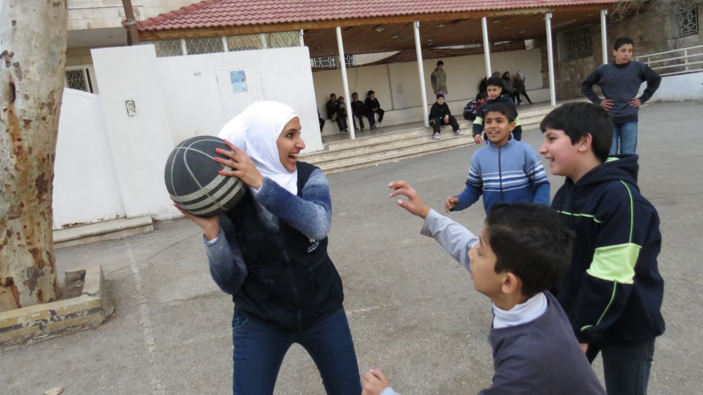 Caritas Jordan volunteers provide classes for Syrian children such as Maths, English and Arabic. They also provide a place for games and other activities.  