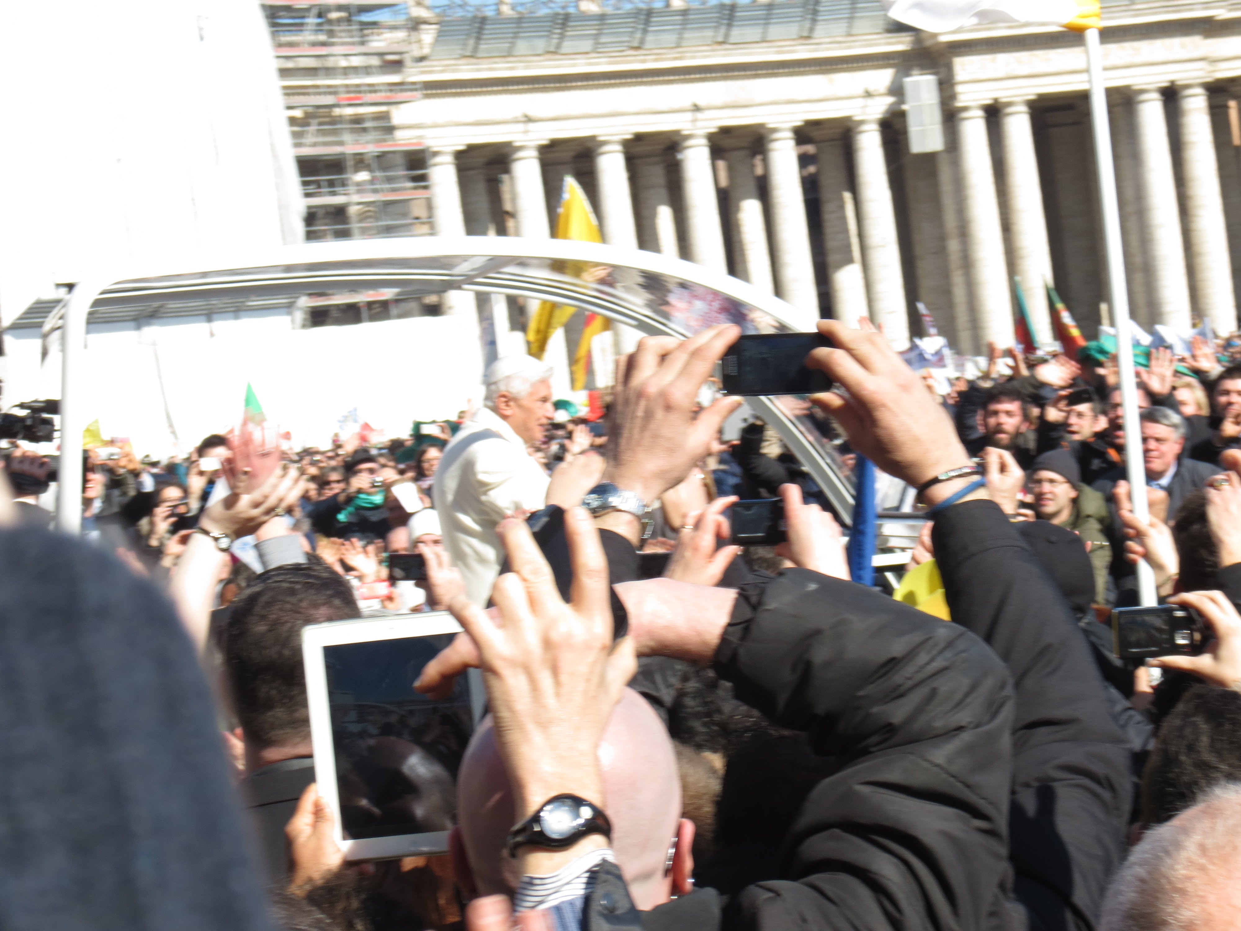 Pope Benedict makes his final tour of St Peter's Square as Pope. Copyright: Caritas/Michelle Hough